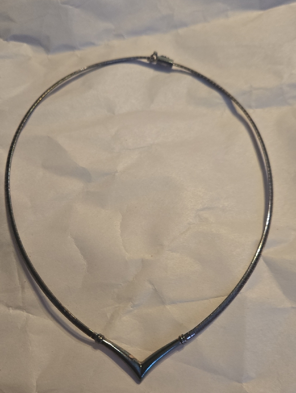 Elegant Sterling Silver V-Point Women’s Necklace 925 Italy